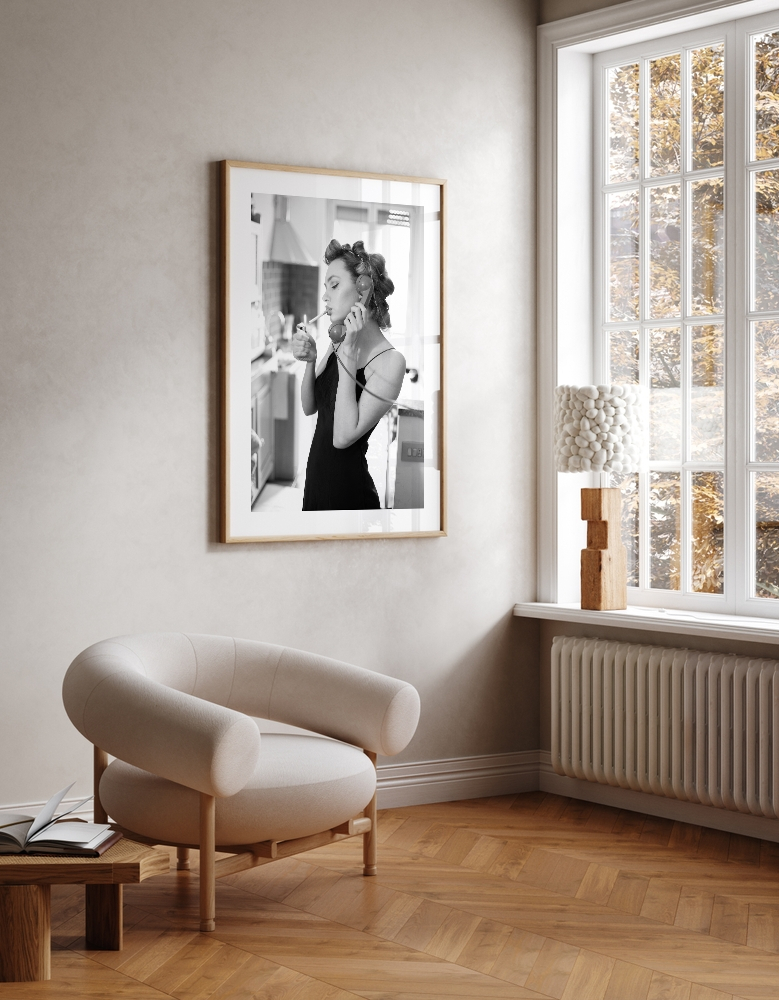 Woman Smoking at Home Poster