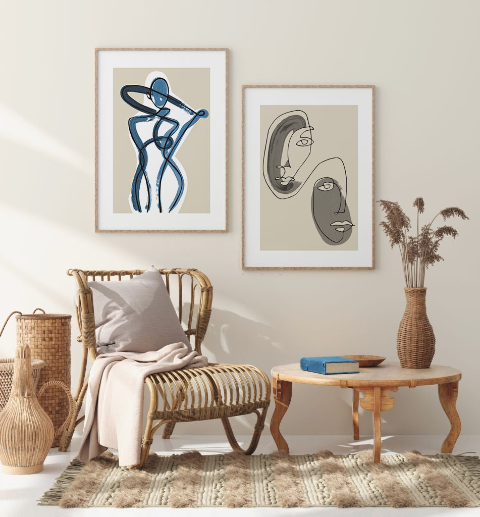 Blue and beige abstract POSTER